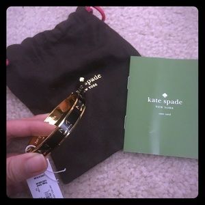NWT Kate Spade cat black and gold bangle